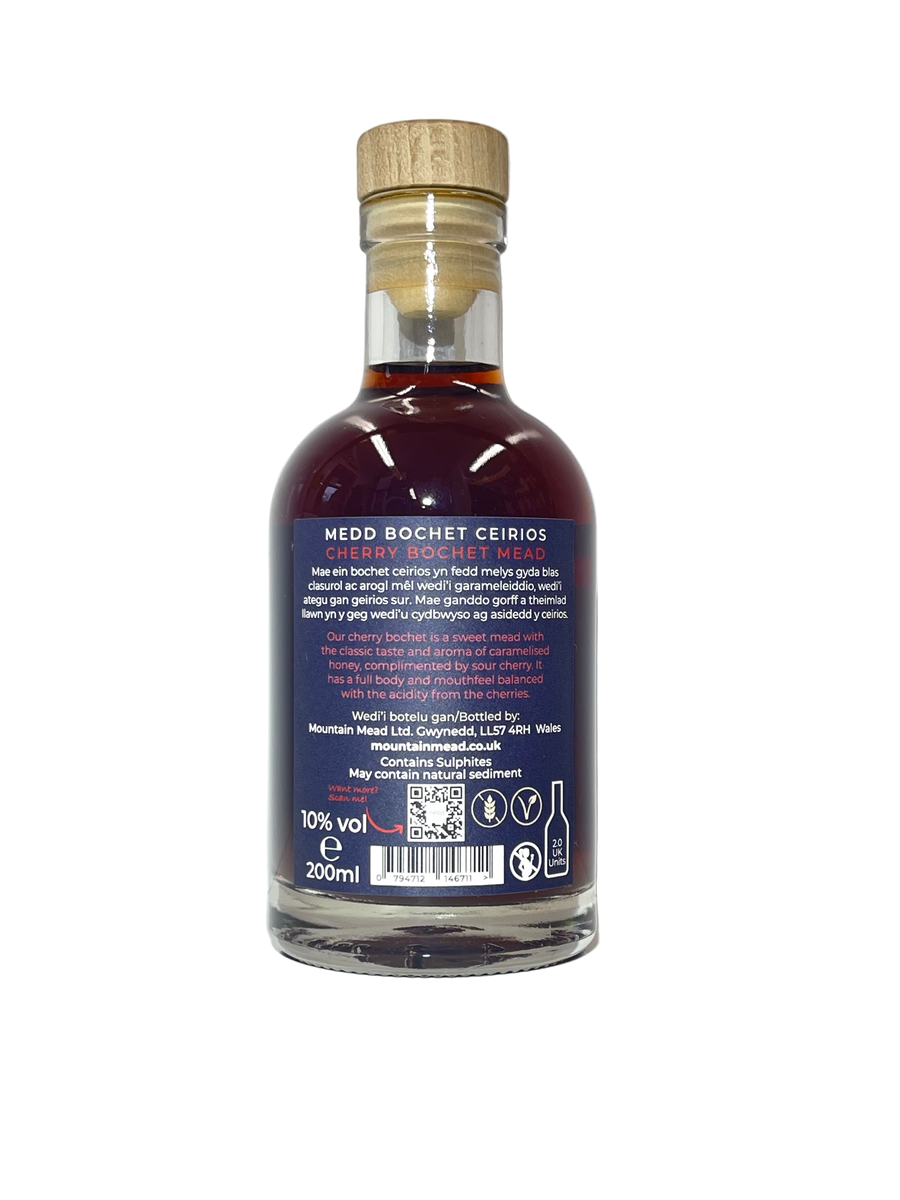 Back of the bottle of cherry mead, 200ml 