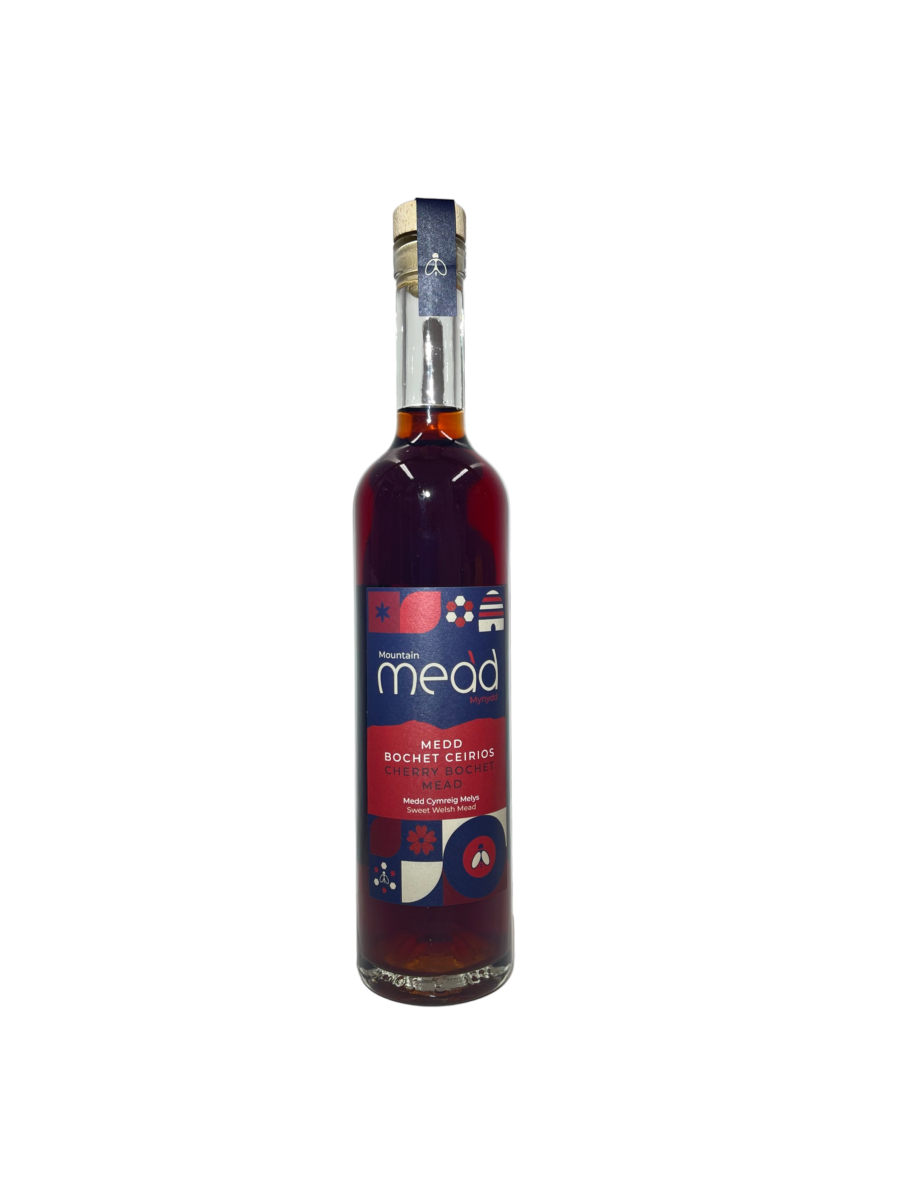 Bottle of cherry mead in 500ml glass bottle
